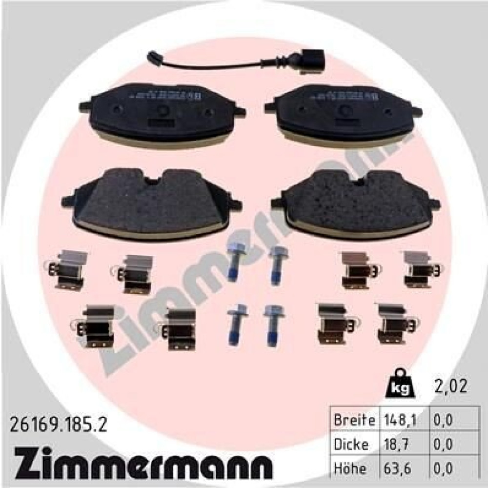 Колодки тормозные дисковые, комплект ZIMMERMANN 261691852