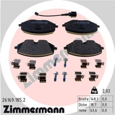 Колодки тормозные дисковые, комплект ZIMMERMANN 261691852