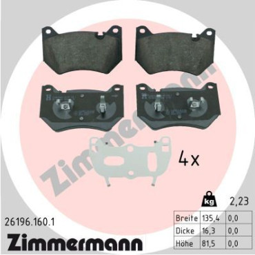 Колодки тормозные дисковые ZIMMERMANN 261961601