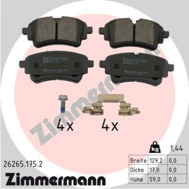 Колодки гальмівні дискові, комплект ZIMMERMANN 262651752