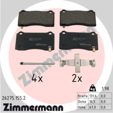 Колодки тормозные дисковые, комплект ZIMMERMANN 262751552