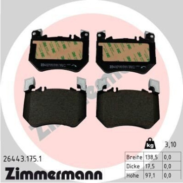 Колодки гальмівні дискові, комплект ZIMMERMANN 264431751