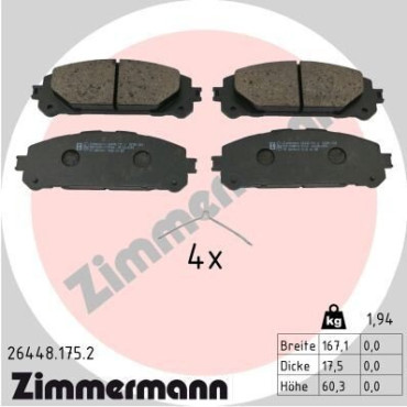 Колодки тормозные дисковые, комплект ZIMMERMANN 264481752