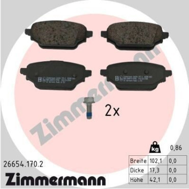 Колодки гальмівні дискові, комплект ZIMMERMANN 266541702