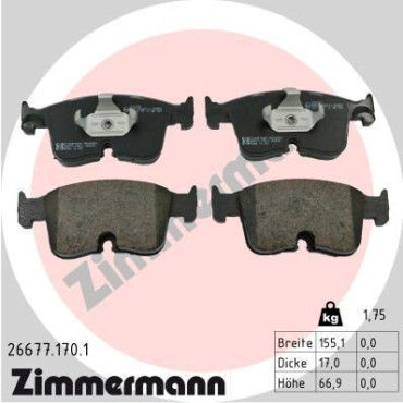 Колодки тормозные дисковые, комплект ZIMMERMANN 266771701