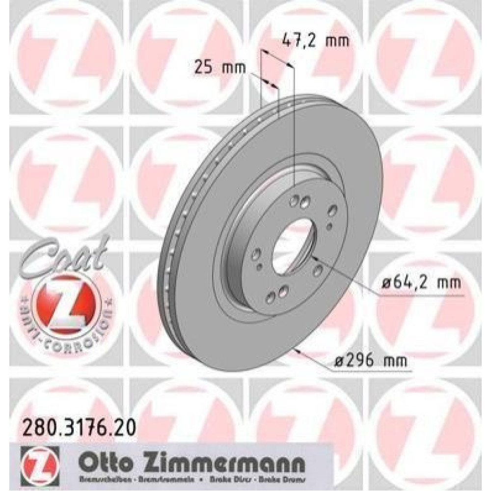 Диск тормозной ZIMMERMANN 280317620
