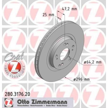 Диск тормозной ZIMMERMANN 280317620