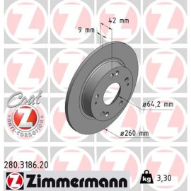 Диск гальмівний ZIMMERMANN 280318620