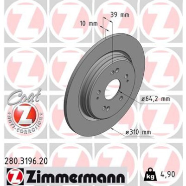 Диск гальмівний ZIMMERMANN 280319620