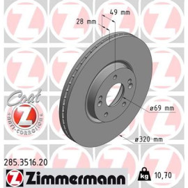 Диск гальмівний Coat Z ZIMMERMANN 285351620