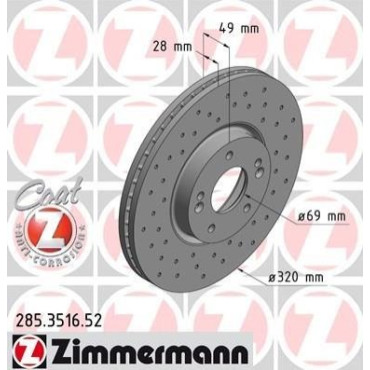 Диск гальмівний ZIMMERMANN 285351652