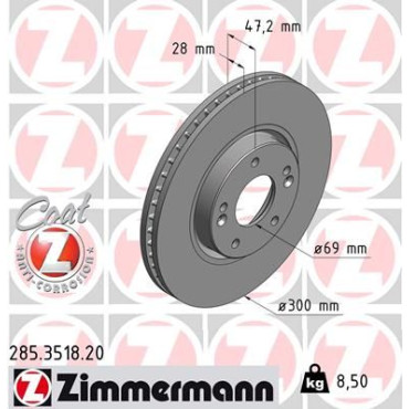 Диск гальмівний ZIMMERMANN 285351820
