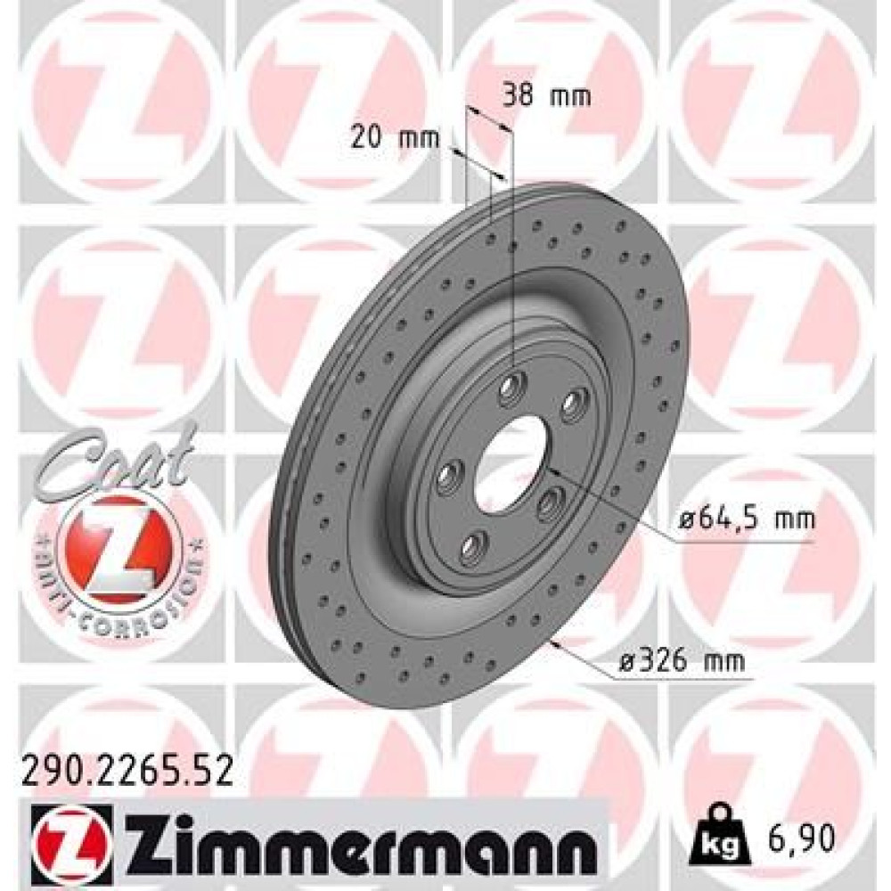 Диск тормозной ZIMMERMANN 290226552