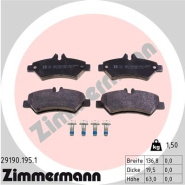 Колодки тормозные дисковые, комплект задний ZIMMERMANN 291901951