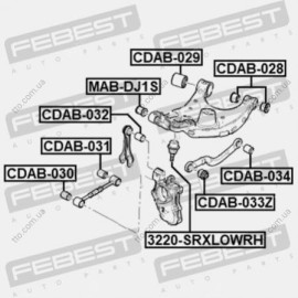 Опора кульова заднього важеля Febest 3220srxlowrh