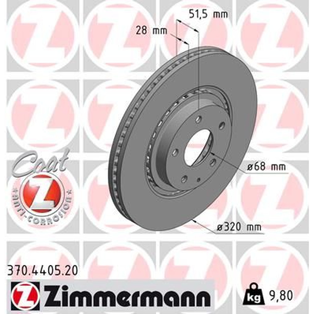 Диск тормозной ZIMMERMANN 370440520