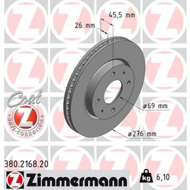 Диск гальмівний ZIMMERMANN 380216820