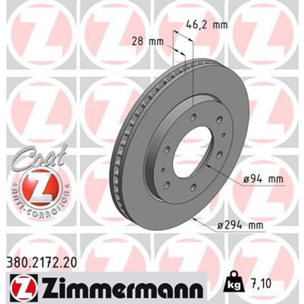 Диск гальмівний передній ZIMMERMANN 380217220