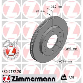 Диск гальмівний передній ZIMMERMANN 380217220