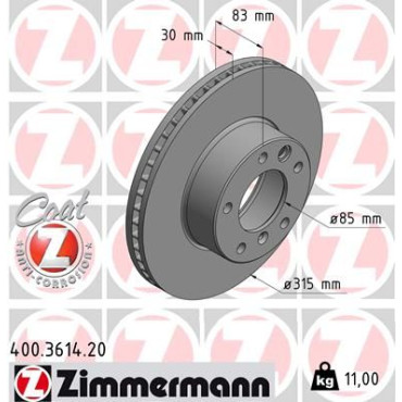 Диск тормозной ZIMMERMANN 400361420