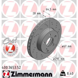 Диск гальмівний ZIMMERMANN 400365352
