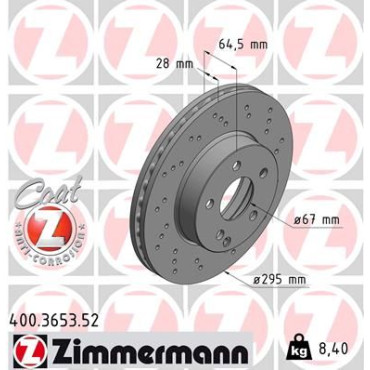 Диск гальмівний ZIMMERMANN 400365352