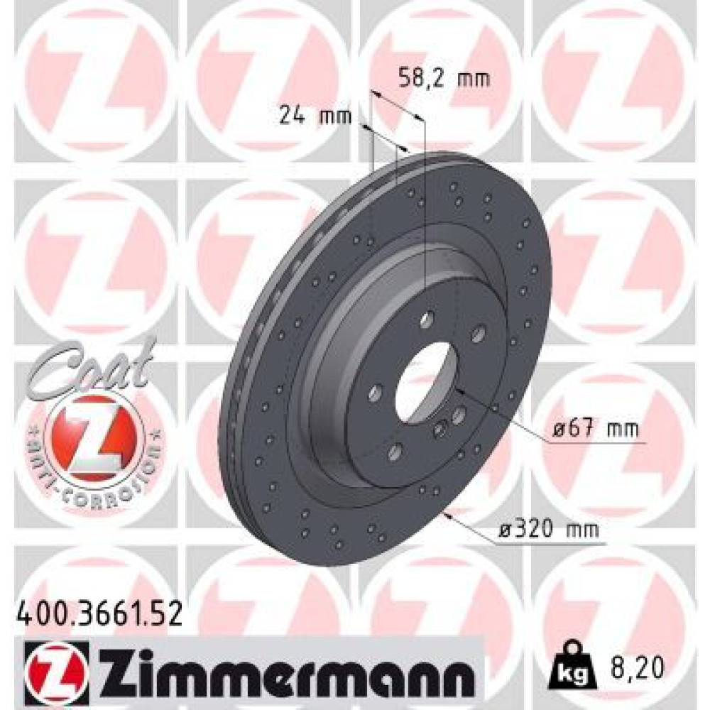 Диск гальмівний ZIMMERMANN 400366152