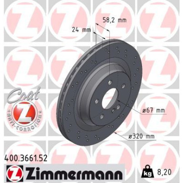 Диск гальмівний ZIMMERMANN 400366152