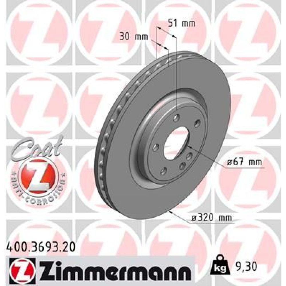 Диск тормозной ZIMMERMANN 400369320