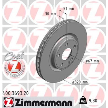 Диск гальмівний ZIMMERMANN 400369320