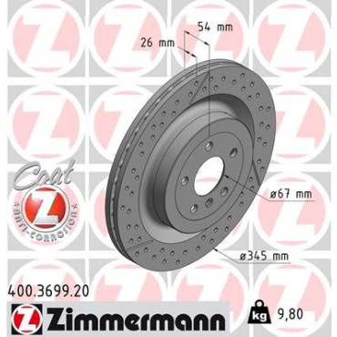 Диск гальмівний ZIMMERMANN 400369920