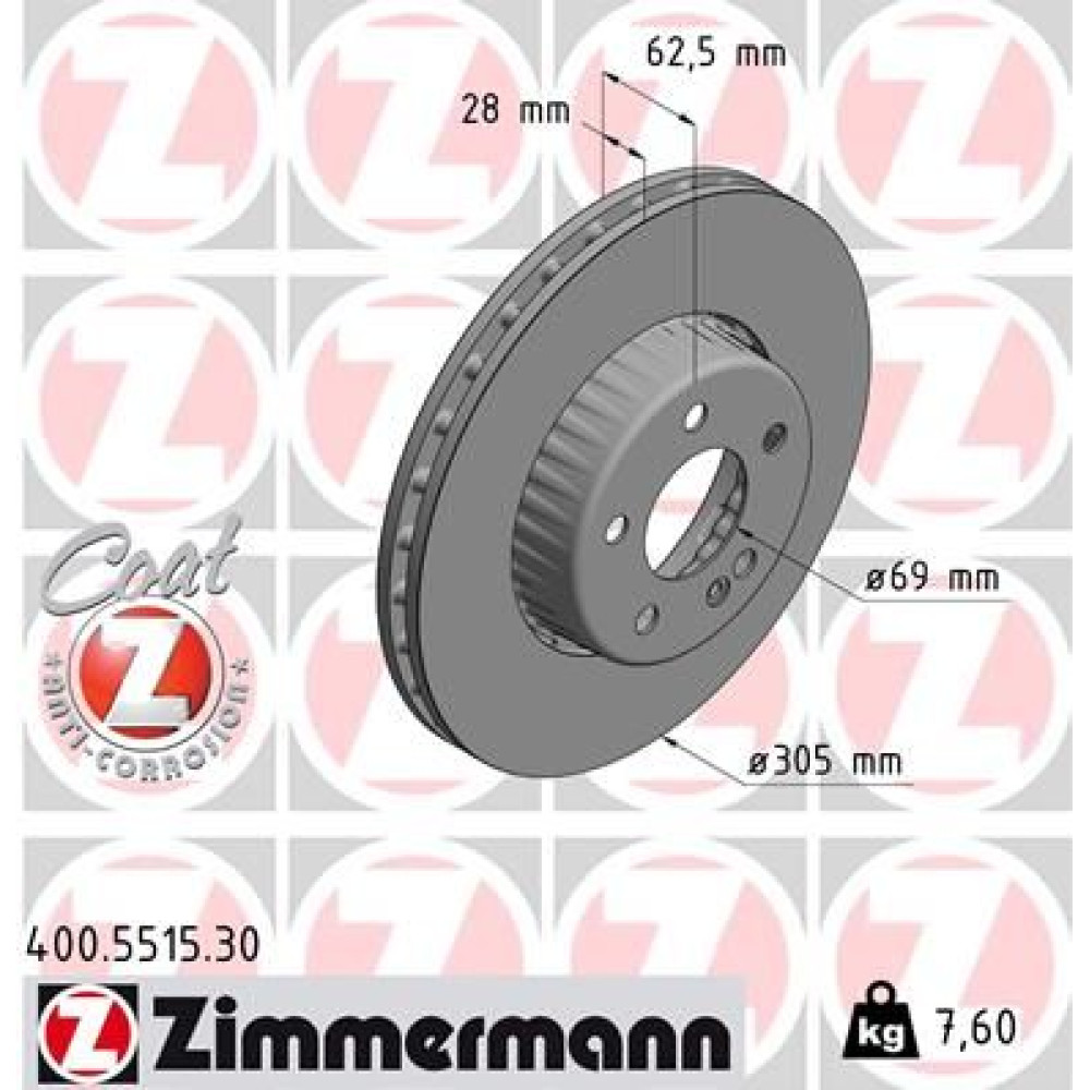 Диск тормозной ZIMMERMANN 400551530