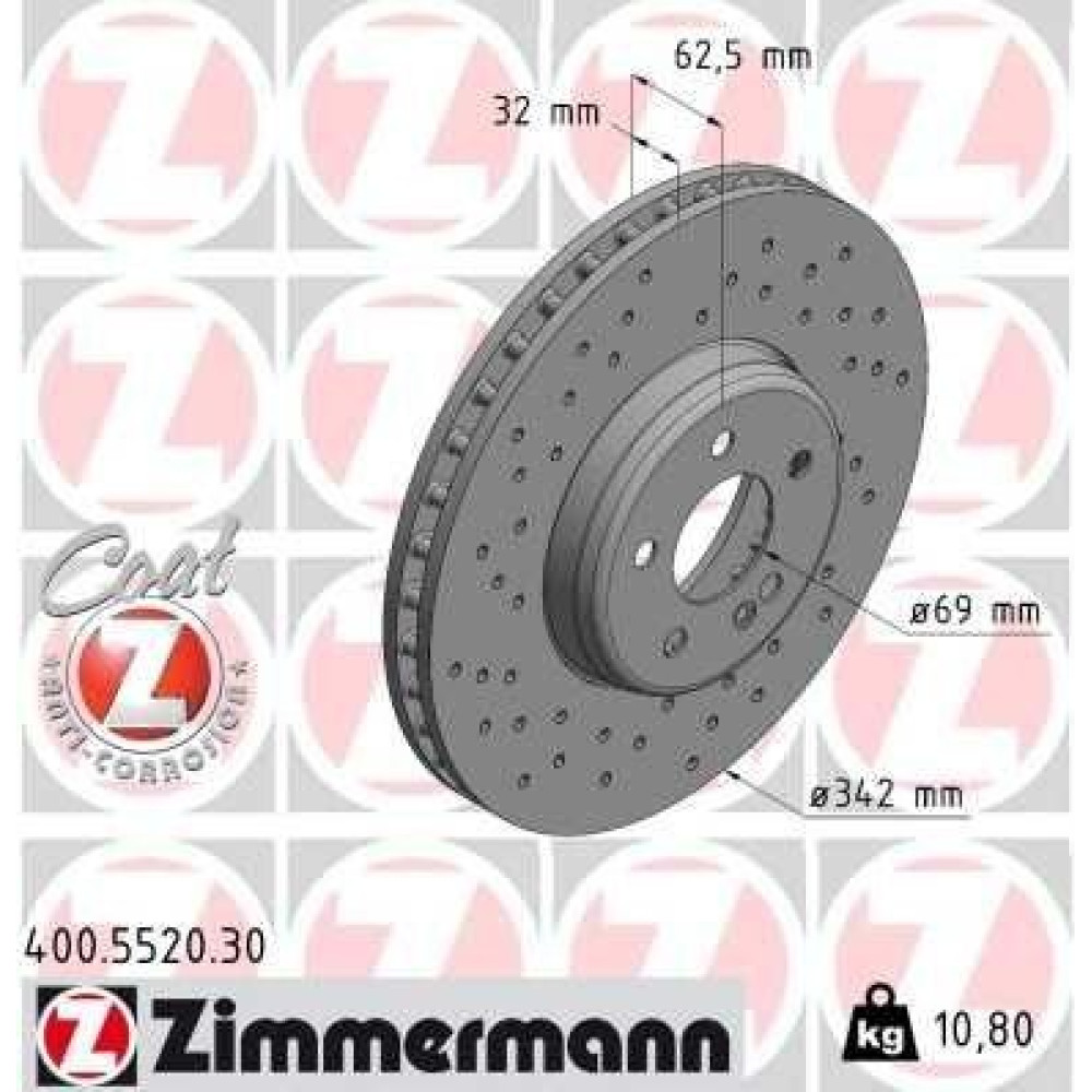 Диск тормозной ZIMMERMANN 400552030