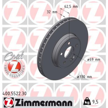 Диск гальмівний ZIMMERMANN 400552230