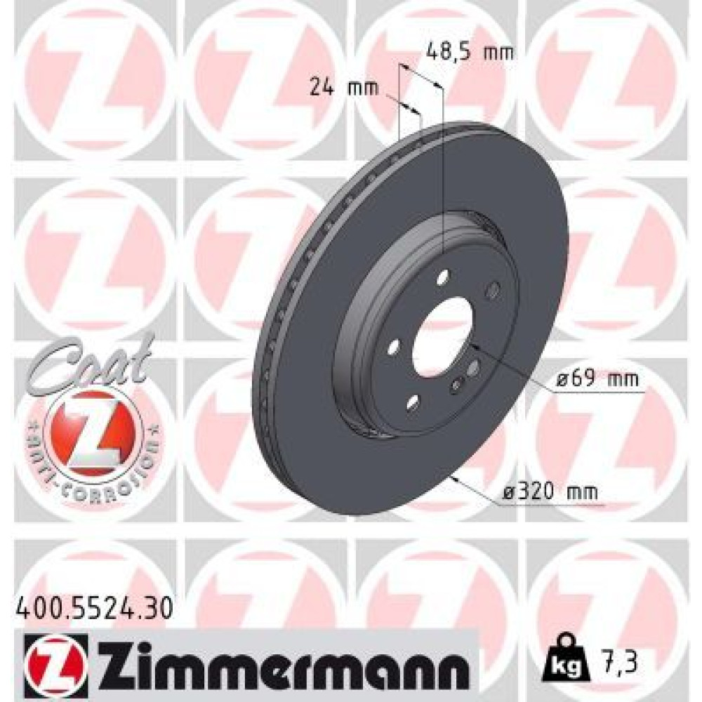 Диск тормозной ZIMMERMANN 400552430