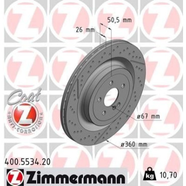 Диск гальмівний ZIMMERMANN 400553420