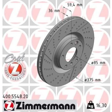 Диск гальмівний ZIMMERMANN 400554820