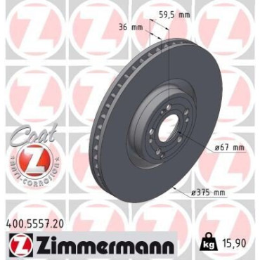 Диск тормозной ZIMMERMANN 400555720