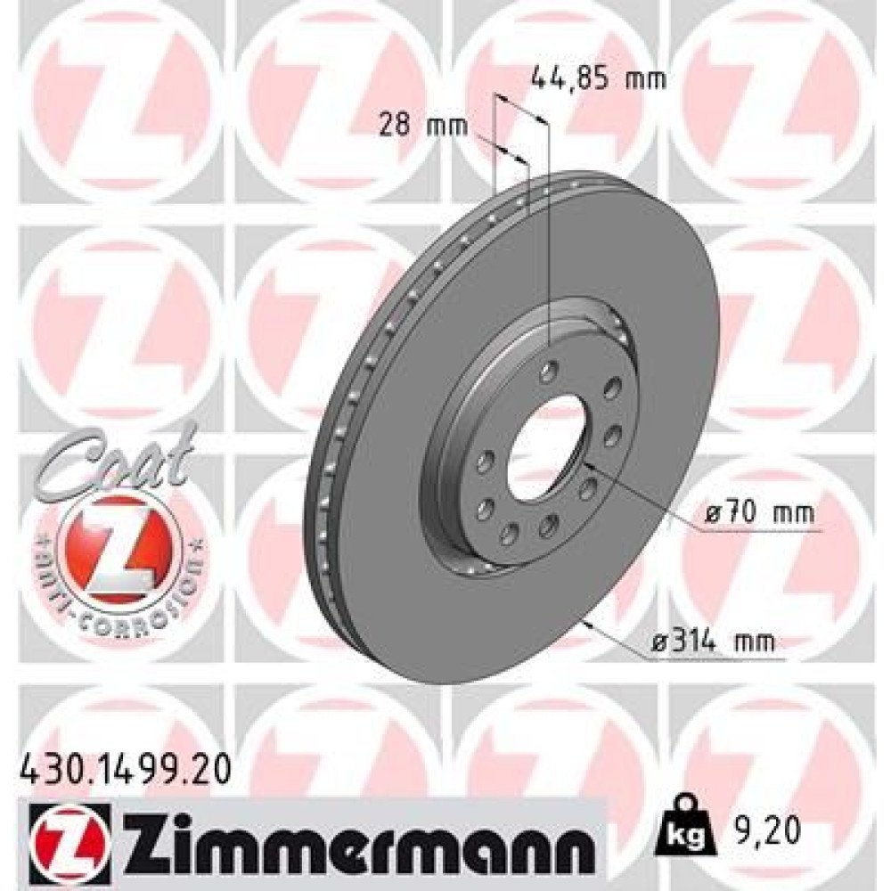 Диск гальмівний ZIMMERMANN 430149920