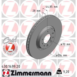 ZIMMERMANN 430149920 Диск гальмівний ZIMMERMANN 430149920