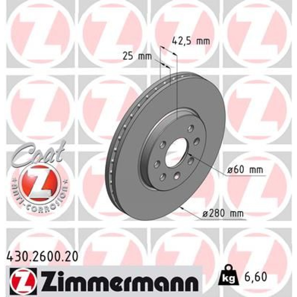 Диск тормозной ZIMMERMANN 430260020