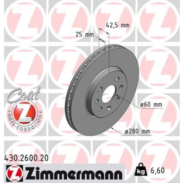 Диск гальмівний ZIMMERMANN 430260020