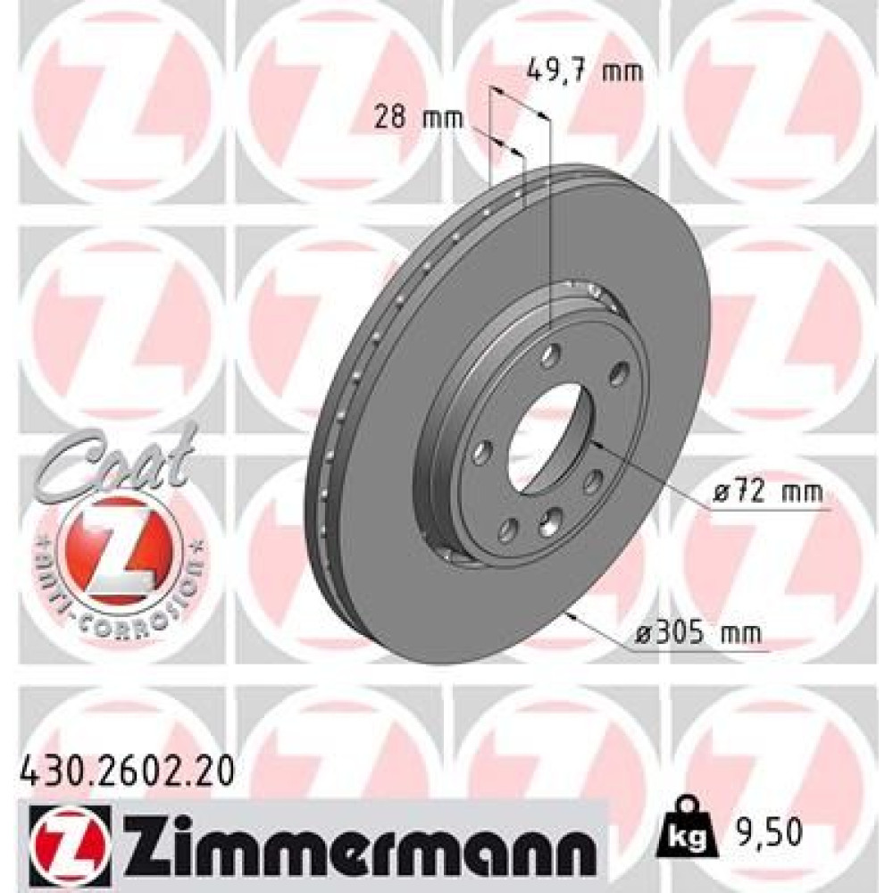 Диск гальмівний ZIMMERMANN 430260220