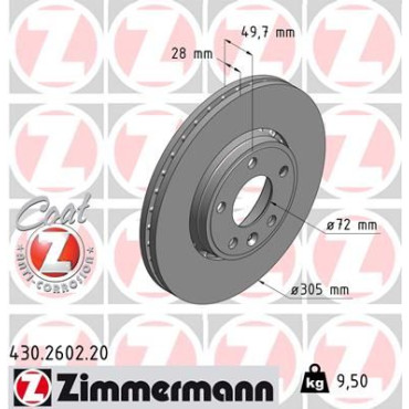 Диск тормозной ZIMMERMANN 430260220