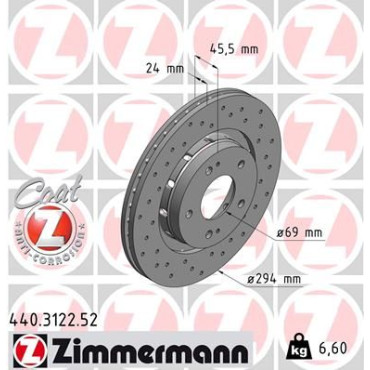 Диск гальмівний ZIMMERMANN 440312252