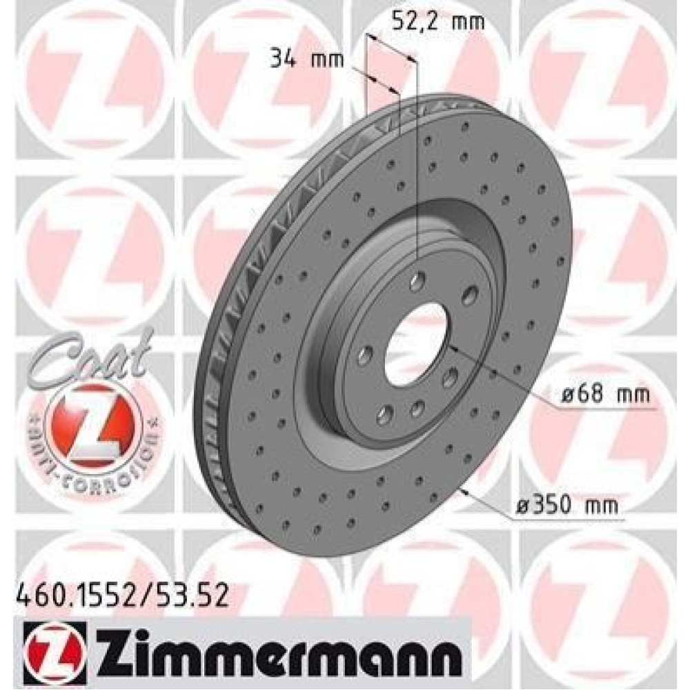 Диск тормозной левый ZIMMERMANN 460155252