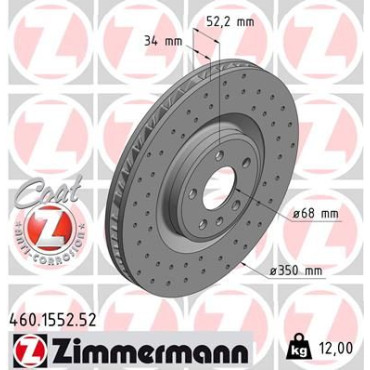 Диск тормозной правый ZIMMERMANN 460155352