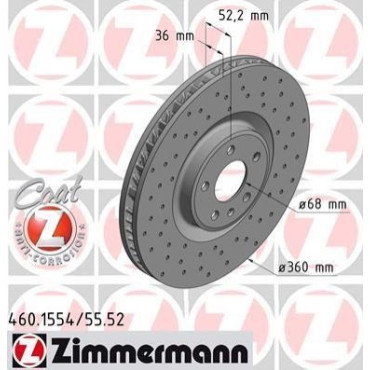 Диск тормозной левый ZIMMERMANN 460155452