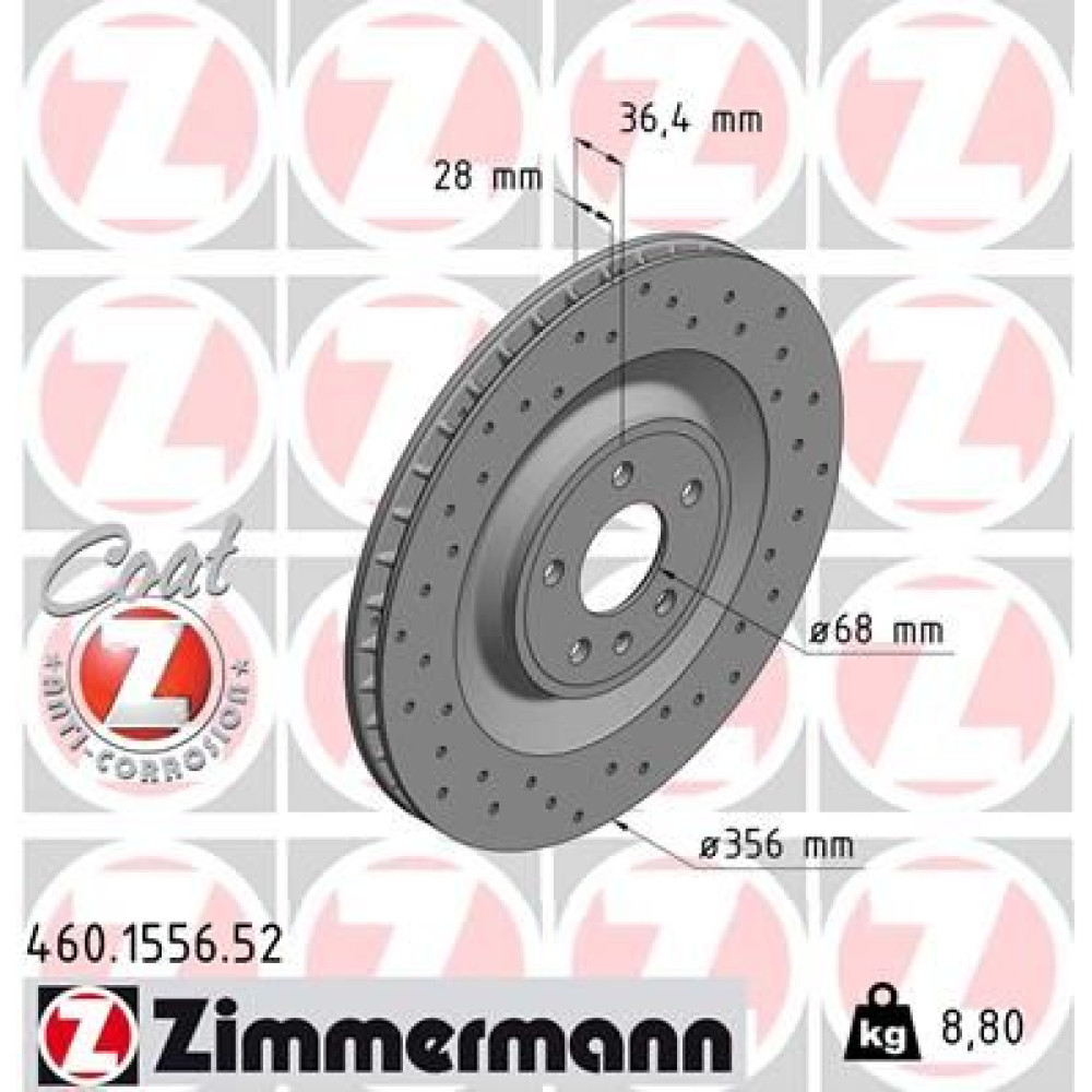 Диск гальмівний ZIMMERMANN 460155652