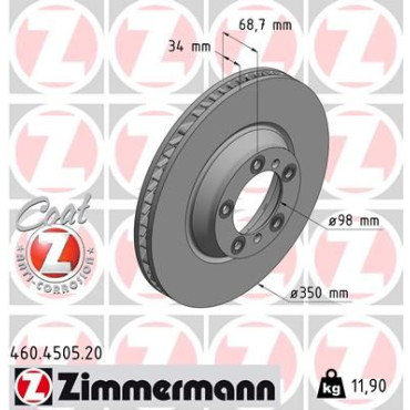 Диск гальмівний правий ZIMMERMANN 460450520